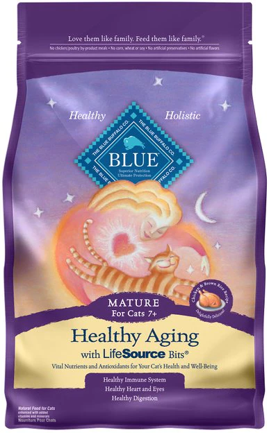 Blue Buffalo Healthy Aging Chicken & Brown Rice Recipe Mature Dry Cat Food 1 Blue Buffalo Healthy Aging Chicken & Brown Rice Recipe Mature Dry Cat Food