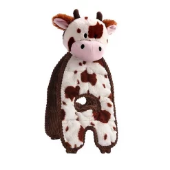 Charming Pet Cuddle Tugs Cow Squeaky Plush Dog Toy