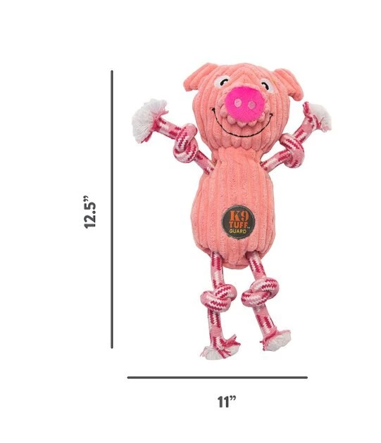 Charming Pet Ranch Roperz Pig Squeaky Plush Dog Toy 2 Charming Pet Ranch Roperz Pig Squeaky Plush Dog Toy - Image 2