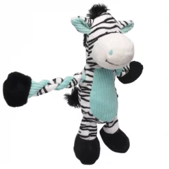 Charming Pet Pulleez Zebra Squeaky Plush Dog Toy
