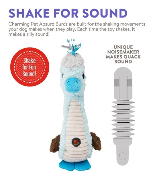 Charming Pet Absurd Burds Booby Plush Dog Toy, Grey, Medium 4 Charming Pet Absurd Burds Booby Plush Dog Toy, Grey, Medium - Image 4