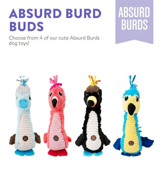 Charming Pet Absurd Burds Booby Plush Dog Toy, Grey, Medium 6 Charming Pet Absurd Burds Booby Plush Dog Toy, Grey, Medium - Image 6