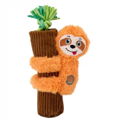 Charming Pet Cuddly Climbers Sloth Plush Dog Toy, Orange, Small