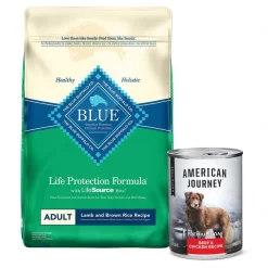 Blue Buffalo||American Journey Blue Buffalo Life Protection Formula Adult Lamb & Brown Rice Recipe Dry Food + American Journey Beef & Chicken Recipe Grain-Free Canned Dog Food