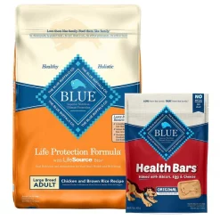 Blue Buffalo Life Protection Formula Large Breed Adult Chicken & Brown Rice Recipe Dry Food + Health Bars Baked with Bacon, Egg & Cheese Dog Treats