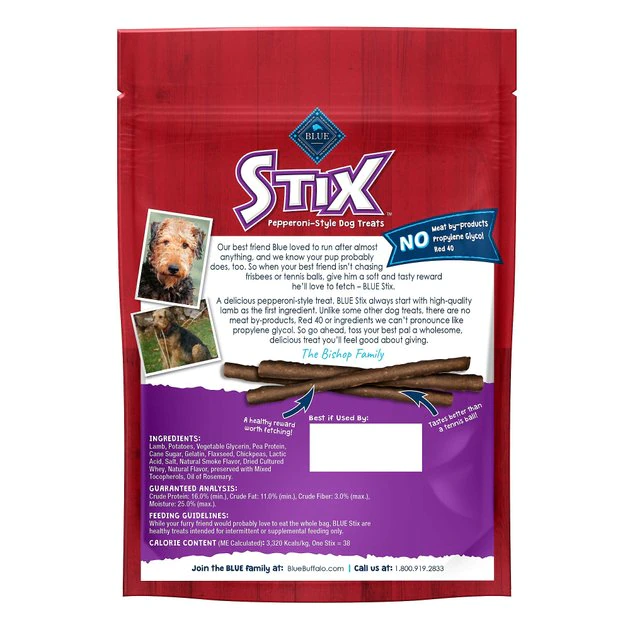 Blue Buffalo Blue Stix Lamb Recipe Pepperoni-Style Dog Treats 2 Blue Buffalo Blue Stix Lamb Recipe Pepperoni-Style Dog Treats - Image 2