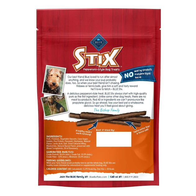 Blue Buffalo Blue Stix Bacon Flavor Pepperoni-Style Dog Treats 2 Blue Buffalo Blue Stix Bacon Flavor Pepperoni-Style Dog Treats - Image 2