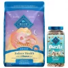 Blue Buffalo Indoor Health Chicken & Brown Rice Recipe Adult Dry Food + Bursts With Savory Seafood Cat Treats