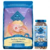 Blue Buffalo Indoor Health Chicken & Brown Rice Recipe Adult Dry Food + Bursts With Paw-Licken Chicken Cat Treats