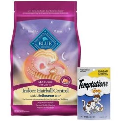 Blue Buffalo||Temptations Blue Buffalo Indoor Chicken & Brown Rice Recipe Dry Food & Temptations Indoor Care Chicken Flavor Cat Treats