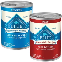 Blue Buffalo Homestyle Recipe Chicken Dinner with Garden Vegetables & Brown Rice + Beef Dinner with Garden Vegetables & Sweet Potatoes Canned Dog Food