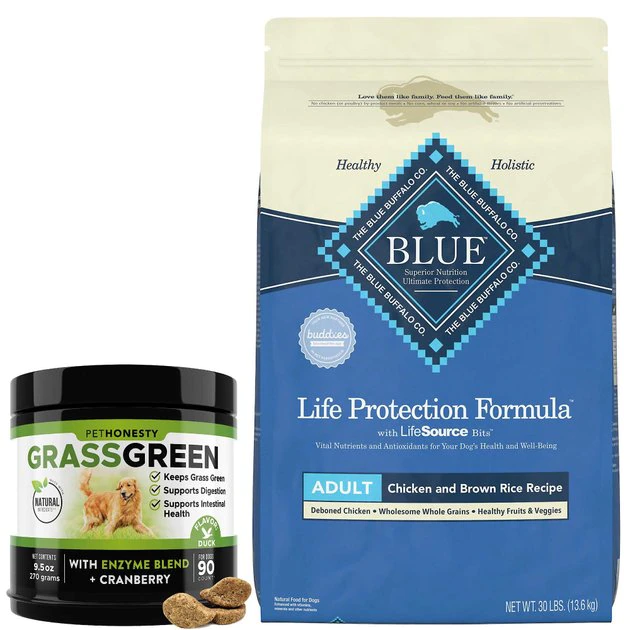 PetHonesty||Blue Buffalo PetHonesty GrassGreen Duck Flavored Soft Chew Digestive & Lawn Protection Supplement for Dogs + Blue Buffalo Life Protection Formula Adult Chicken & Brown Rice Recipe Dry Food 1 PetHonesty||Blue Buffalo PetHonesty GrassGreen Duck Flavored Soft Chew Digestive & Lawn Protection Supplement for Dogs + Blue Buffalo Life Protection Formula Adult Chicken & Brown Rice Recipe Dry Food