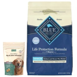 NaturVet||Blue Buffalo NaturVet Senior Wellness Soft Chews Joint Supplement for Dogs + Blue Buffalo Life Protection Formula Senior Chicken & Brown Rice Recipe Dry Food