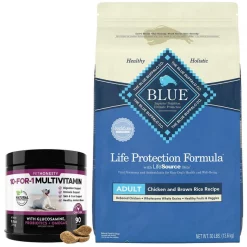 PetHonesty||Blue Buffalo PetHonesty 10-for-1 Chicken Flavored Soft Chews Multivitamin for Dogs + Blue Buffalo Life Protection Formula Adult Chicken & Brown Rice Recipe Dry Food