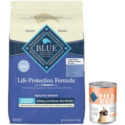 Blue Buffalo Life Protection Formula Large Breed Healthy Weight Adult Chicken & Brown Rice Recipe Dry Dog Food + True Solutions Fit & Healthy Weight Control Formula Wet Food