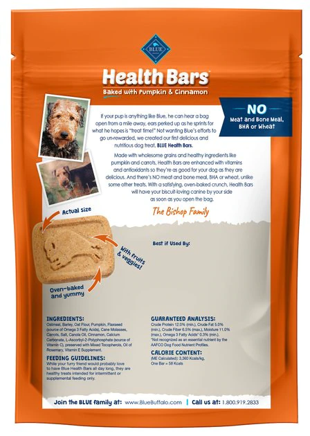 Blue Buffalo Health Bars Baked with Pumpkin & Cinnamon Dog Treats 2 Blue Buffalo Health Bars Baked with Pumpkin & Cinnamon Dog Treats - Image 2