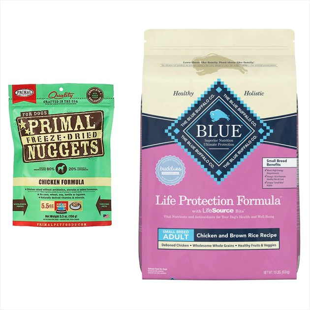 Blue Buffalo||Primal Blue Buffalo Life Protection Formula Chicken & Brown Rice Dry Food + Primal Chicken Formula Freeze-Dried Dog Food 1 Blue Buffalo||Primal Blue Buffalo Life Protection Formula Chicken & Brown Rice Dry Food + Primal Chicken Formula Freeze-Dried Dog Food