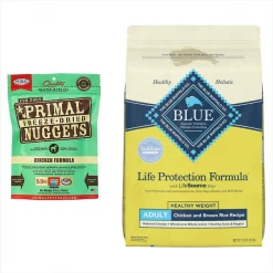 Blue Buffalo||Primal Blue Buffalo Life Protection Formula Healthy Weight Chicken & Brown Rice Dry Food + Primal Chicken Formula Freeze-Dried Dog Food