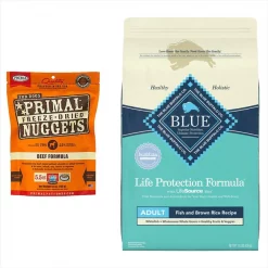 Blue Buffalo||Primal Blue Buffalo Life Protection Formula Fish & Brown Rice Dry Food + Primal Beef Formula Freeze-Dried Dog Food