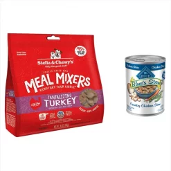 Blue Buffalo||Stella & Chewy's Blue Buffalo Blue's Country Chicken Canned Food + Stella & Chewy's Turkey Meal Mixers Freeze-Dried Dog Food Topper