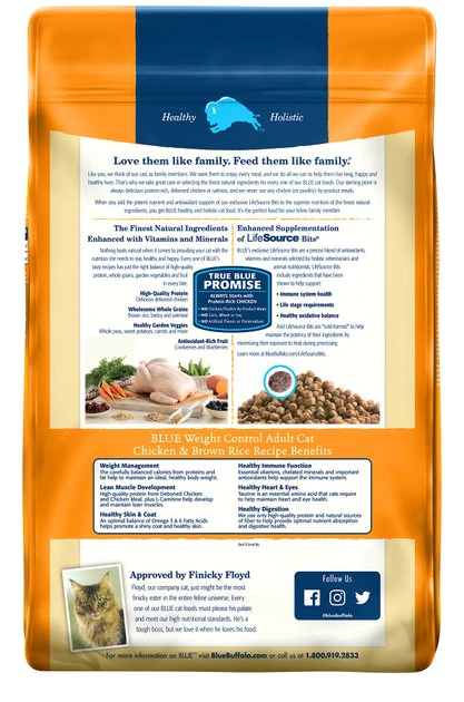 Blue Buffalo Weight Control Chicken & Brown Rice Recipe Adult Dry Cat Food 3 Blue Buffalo Weight Control Chicken & Brown Rice Recipe Adult Dry Cat Food - Image 3