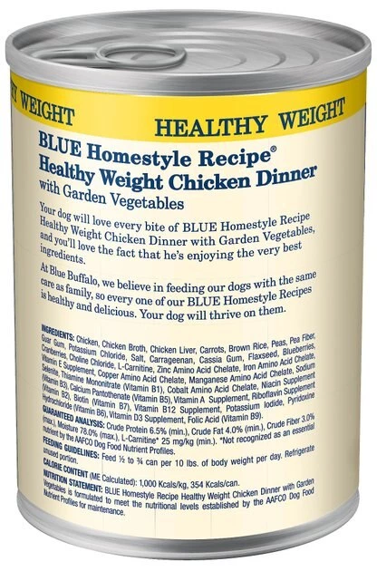 Blue Buffalo Homestyle Recipe Healthy Weight Chicken Dinner with Garden Vegetables & Brown Rice Canned Dog Food 3 Blue Buffalo Homestyle Recipe Healthy Weight Chicken Dinner with Garden Vegetables & Brown Rice Canned Dog Food - Image 3