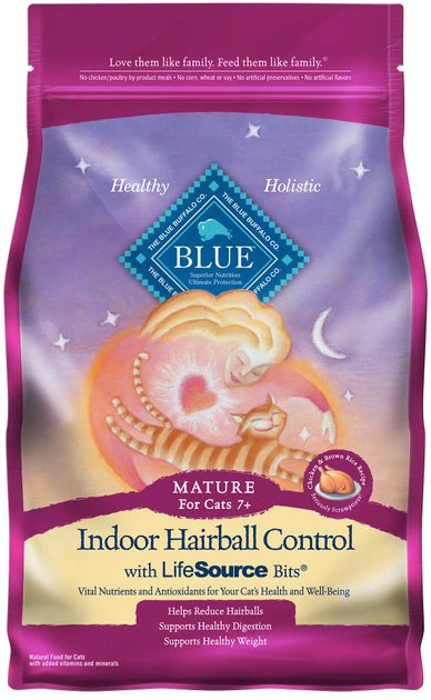 Blue Buffalo Indoor Hairball Control Chicken & Brown Rice Recipe Mature Dry Cat Food 1 Blue Buffalo Indoor Hairball Control Chicken & Brown Rice Recipe Mature Dry Cat Food