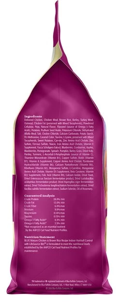 Blue Buffalo Indoor Hairball Control Chicken & Brown Rice Recipe Mature Dry Cat Food 7 Blue Buffalo Indoor Hairball Control Chicken & Brown Rice Recipe Mature Dry Cat Food - Image 7