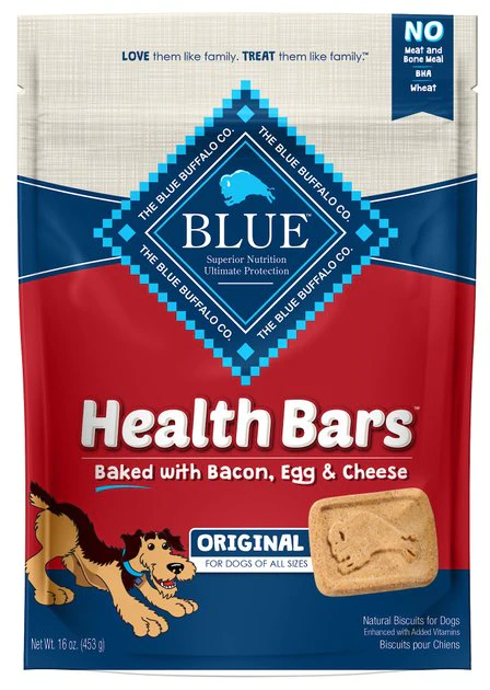 Blue Buffalo Health Bars Baked with Bacon, Egg & Cheese Dog Treats 1 Blue Buffalo Health Bars Baked with Bacon, Egg & Cheese Dog Treats